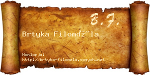 Brtyka Filoméla névjegykártya